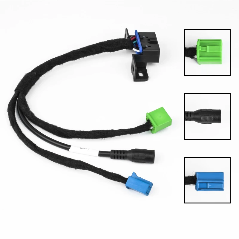 1 To 3 Branched Automotive Wiring Harness, Factory Plug Non-destructive Adapter Cable With Mount Bracket, Flannel Wrapped For Car Radio Audio Modification