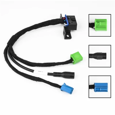 1 To 3 Branched Automotive Wiring Harness, Factory Plug Non-destructive Adapter Cable With Mount Bracket, Flannel Wrapped For Car Radio Audio Modification
